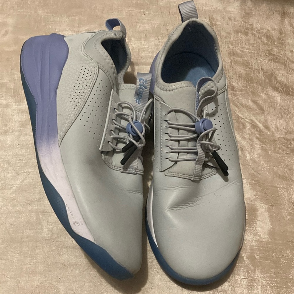 Clarks Women’s Light Gray and Blue Slip-On Sneakers